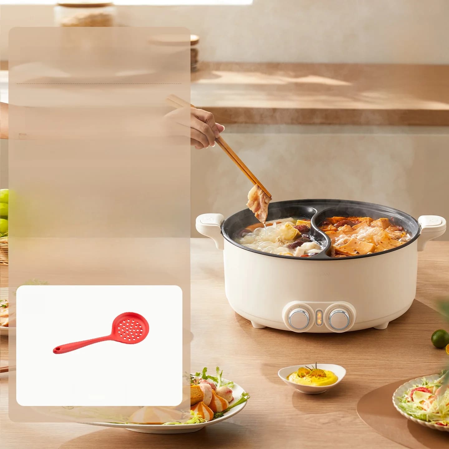 Lẩu điện 7L hai vùng, điều chỉnh nhiệt độ độc lập