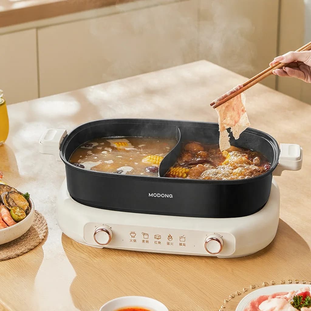Nồi lẩu điện chia ngăn 7L, điều chỉnh nhiệt kép