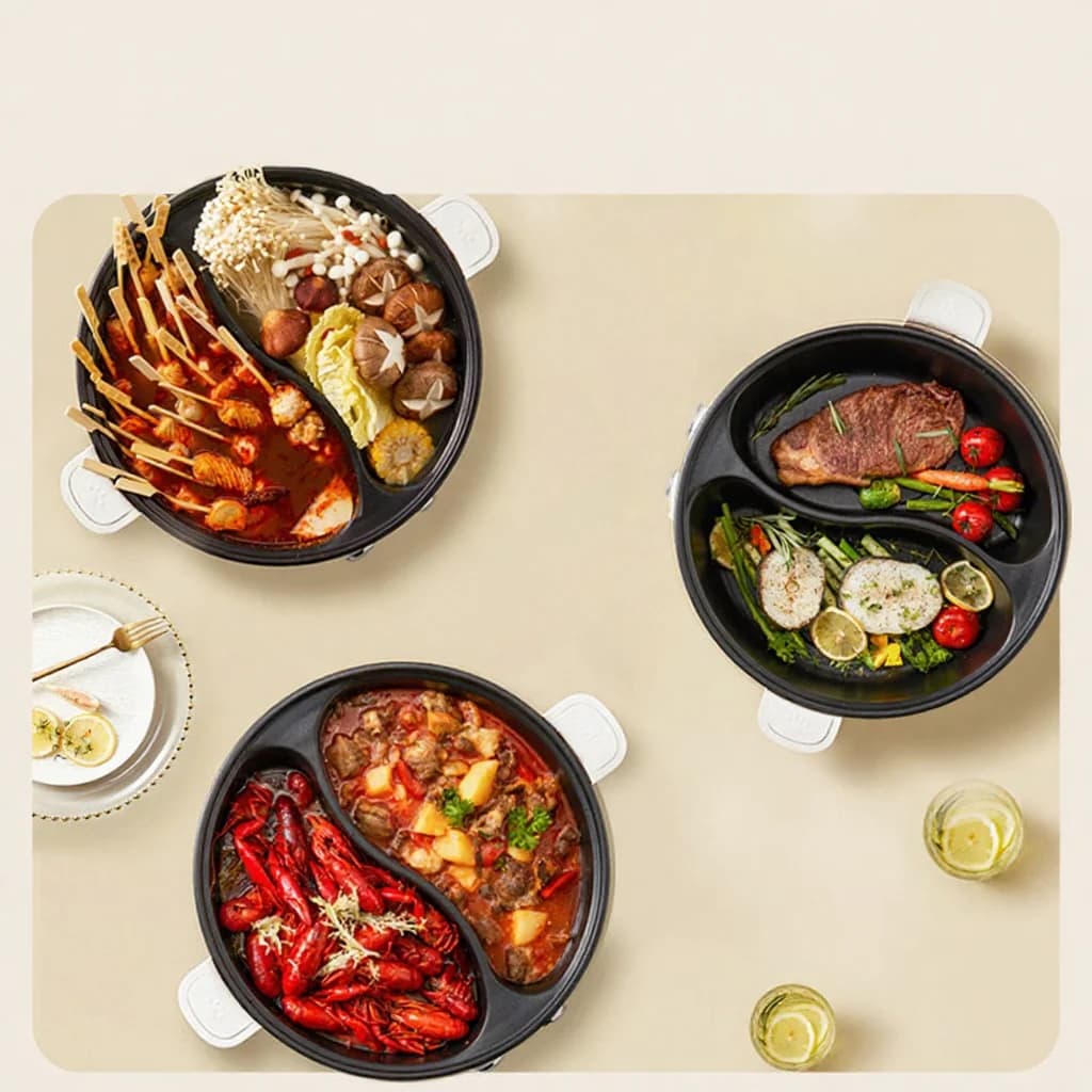 Nồi lẩu điện hai mặt 8L cho gia đình và ký túc xá