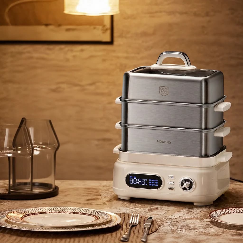 Nồi hấp điện bằng thép không gỉ 18L 24L 2 hoặc 3 tầng