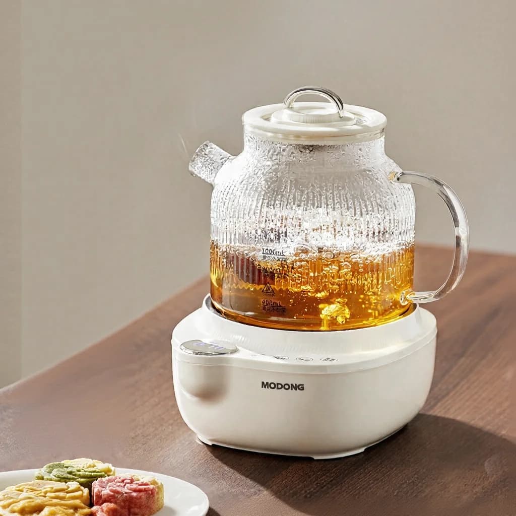 Ấm trà điện thủy tinh có kiểm soát nhiệt độ, 1L
