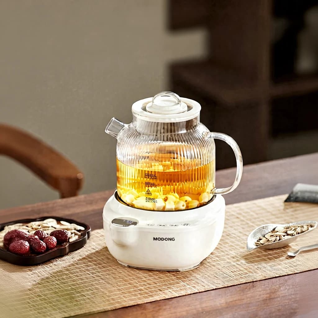 Nồi thủy tinh điện điều chỉnh nhiệt kèm xửng hấp trà