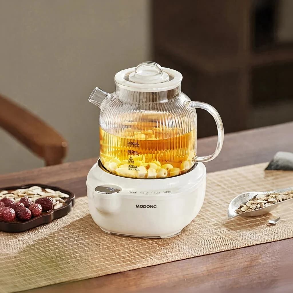 Ấm đun trà điện bằng kính có điều khiển nhiệt độ, 1L