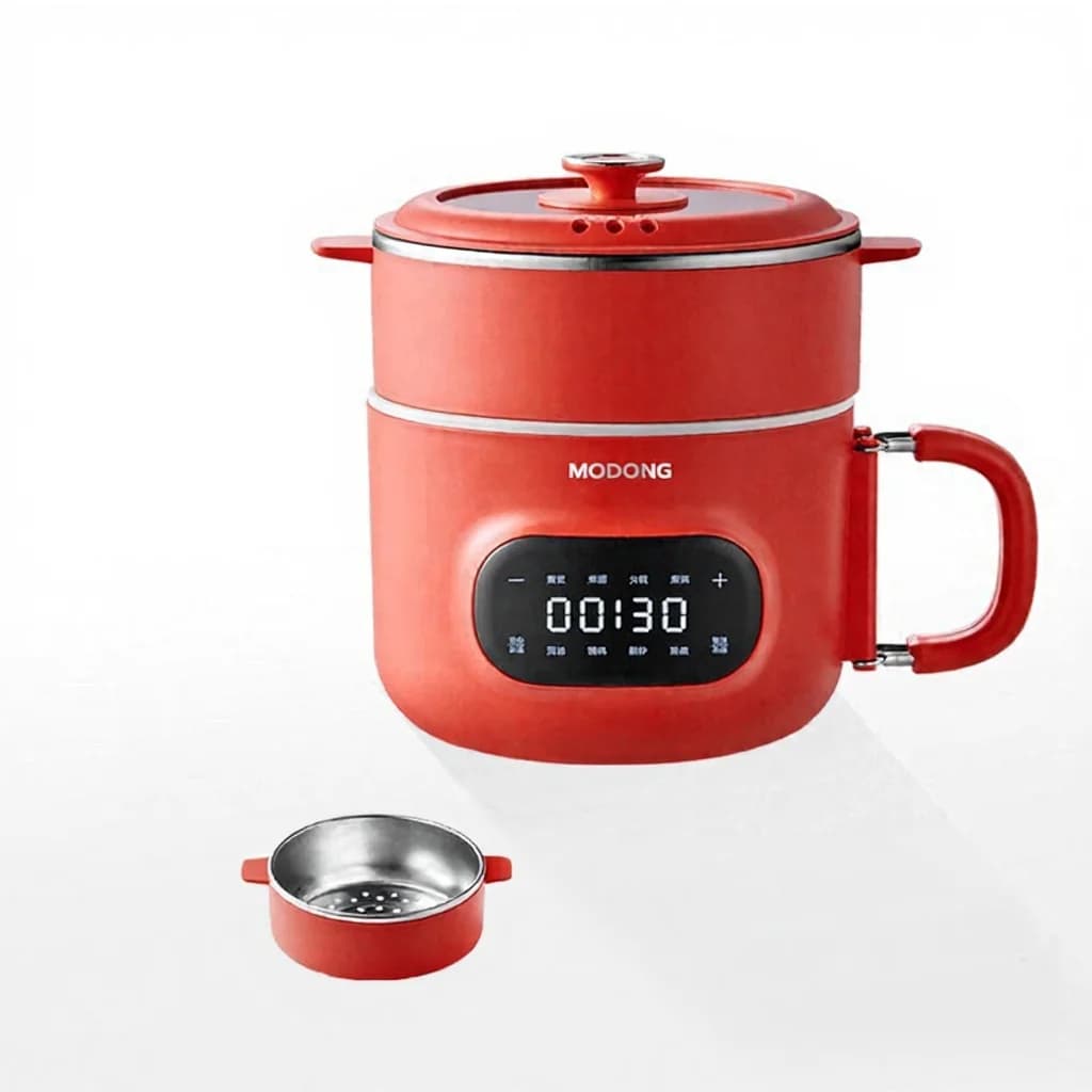 Nồi Nấu Điện Mini 2L Lòng Gốm Chống Dính Kèm Xửng Hấp