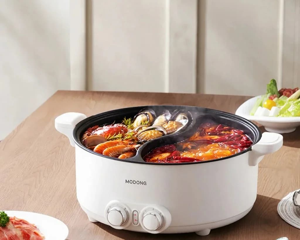 Nồi lẩu điện 8L hai ngăn, chỉnh nhiệt độ