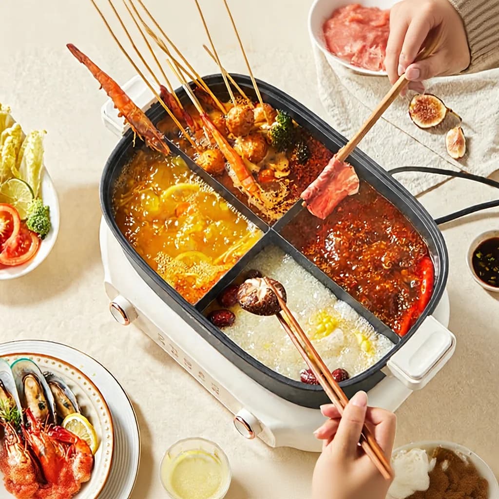 Nồi lẩu điện chia ngăn 7L, điều chỉnh nhiệt kép