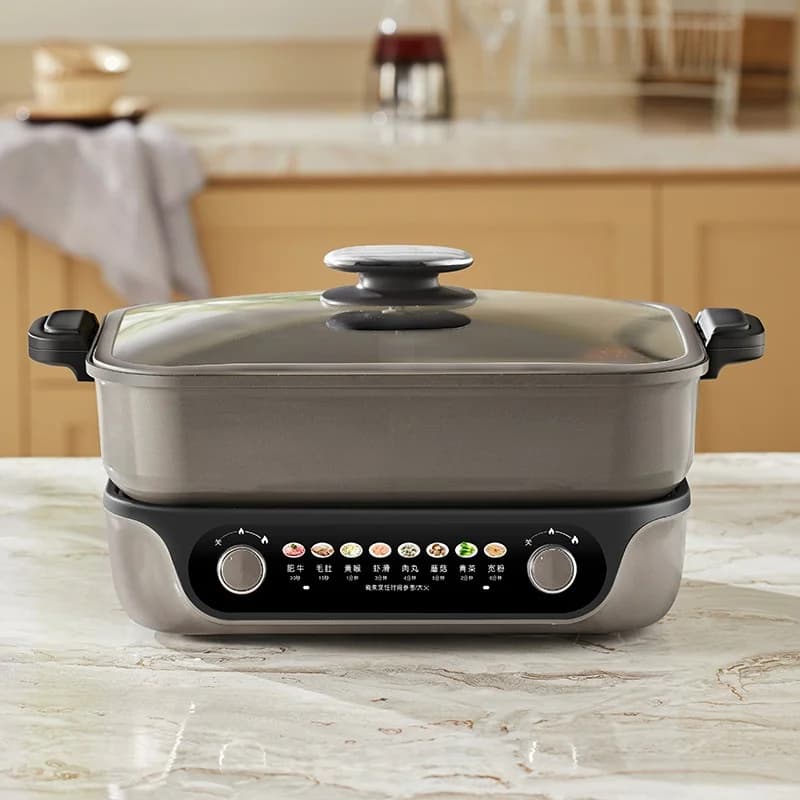 Nồi lẩu điện chia ngăn, điều khiển 2 núm, 8L, đen