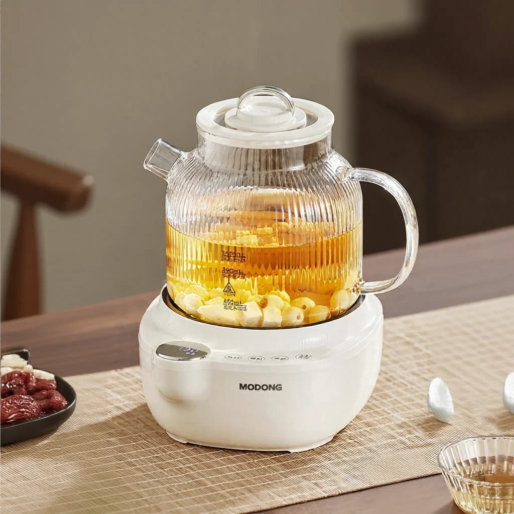 Ấm đun trà điện bằng kính có điều khiển nhiệt độ, 1L