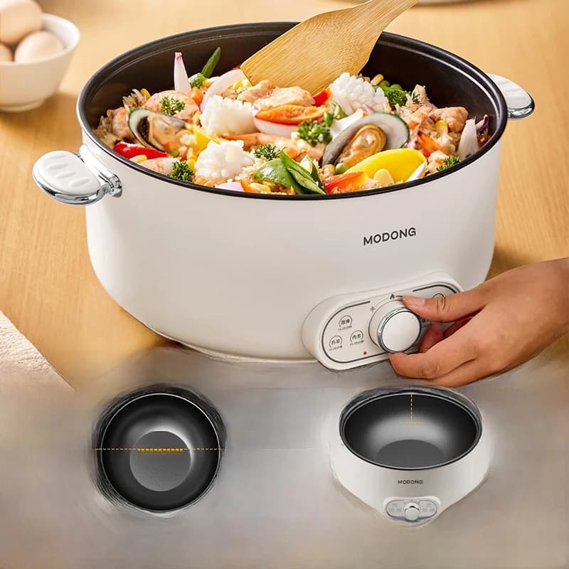 Nồi lẩu điện có xửng hấp, dung tích lớn 8L, 220V