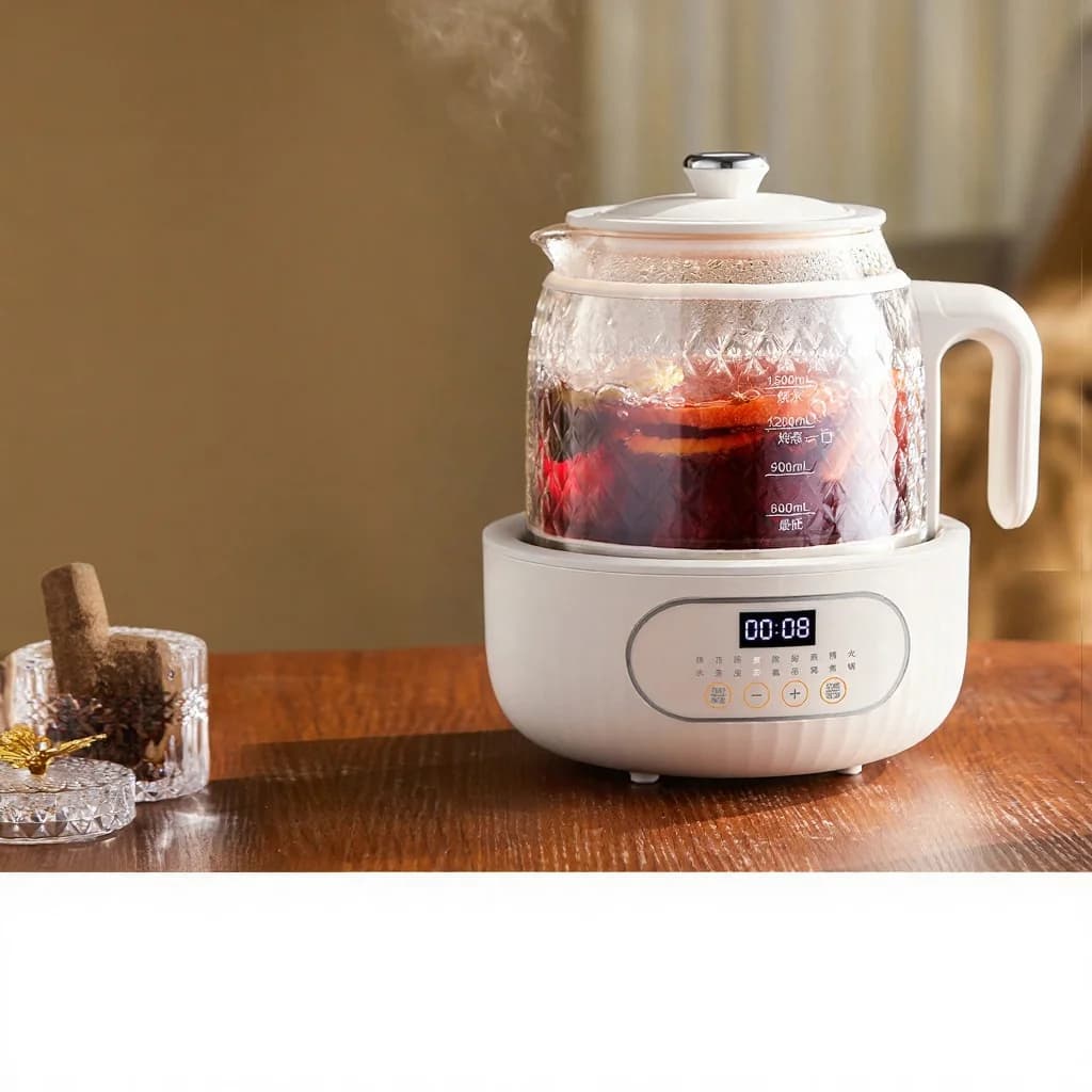 Nồi điện thủy tinh có nắp điều chỉnh, dung tích 1L