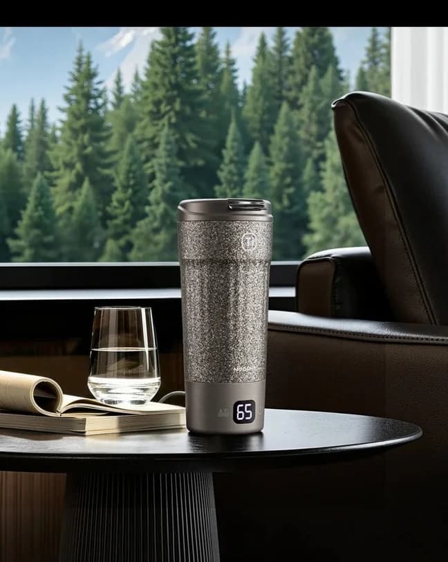 Cốc du lịch điện titanium 400ml có hiển thị nhiệt độ