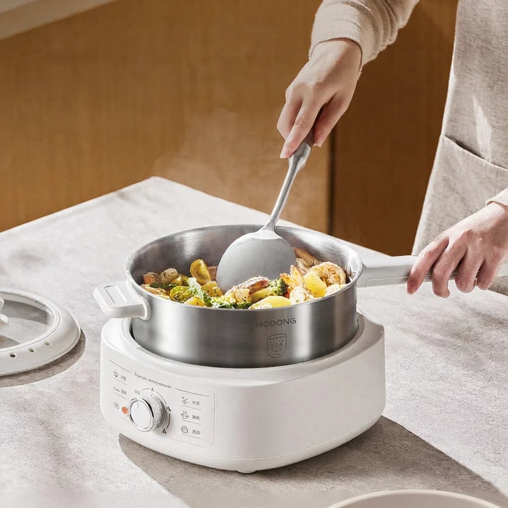 Lẩu điện inox có xửng hấp, 3L, 220V