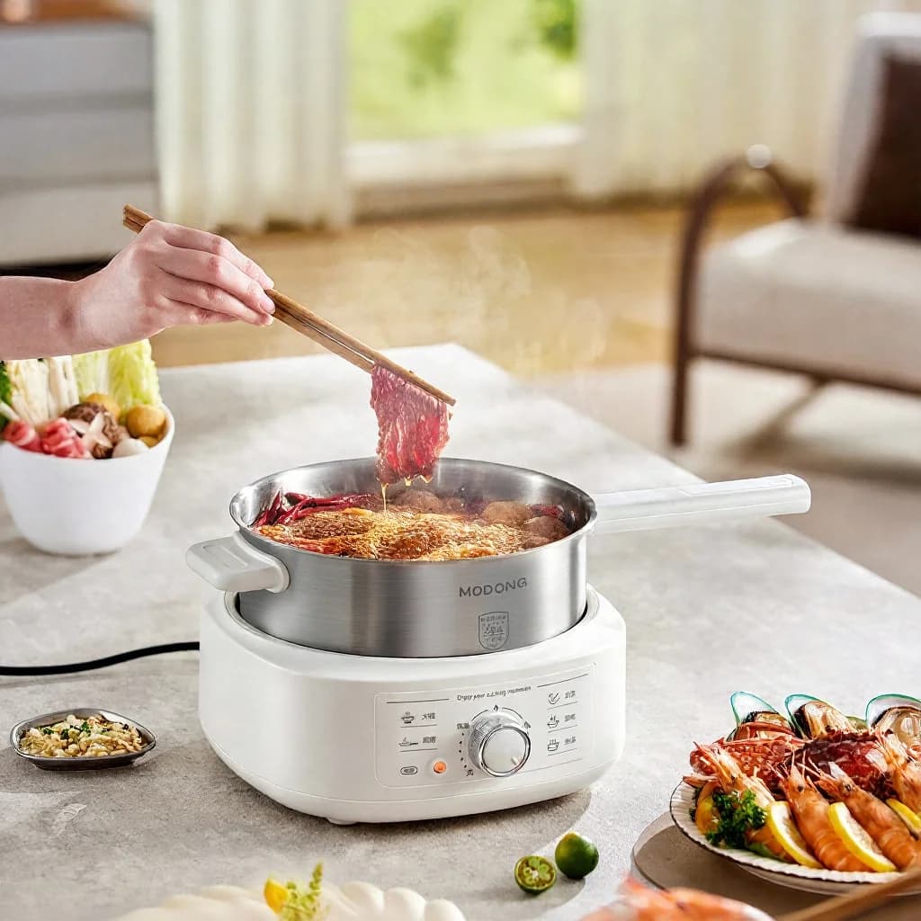 Lẩu điện inox có xửng hấp, 3L, 220V