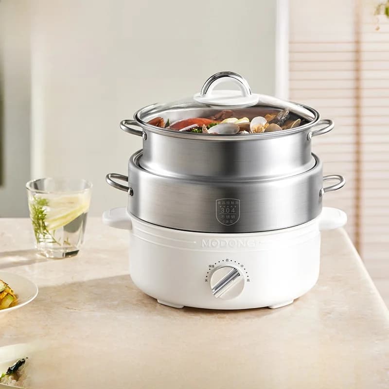 Nồi lẩu điện tách rời inox 2L, 3 mức nhiệt