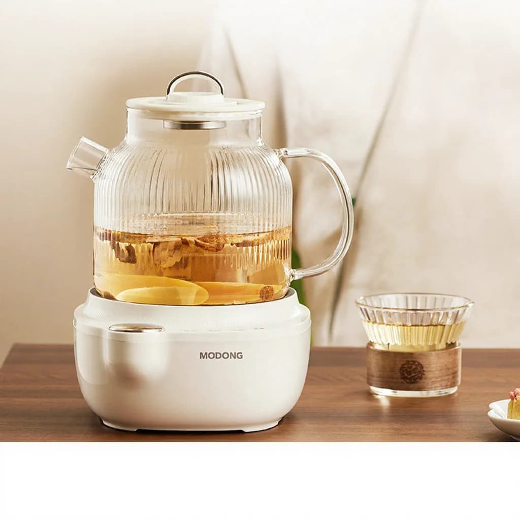 Nồi thủy tinh điện có điều chỉnh nhiệt độ và xửng hấp trà