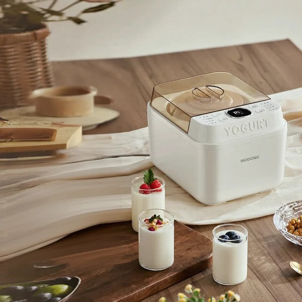 Máy làm sữa chua điện với lòng nồi thủy tinh và hẹn giờ
