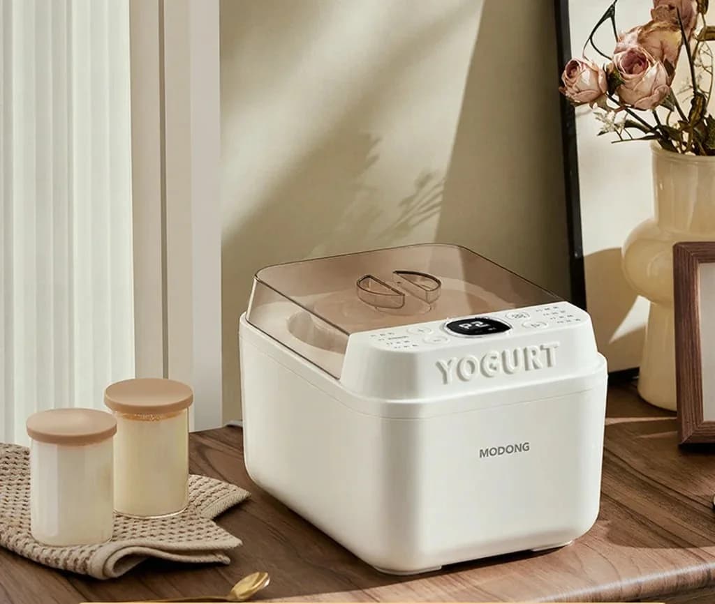 Máy làm sữa chua điện với lòng nồi thủy tinh và hẹn giờ