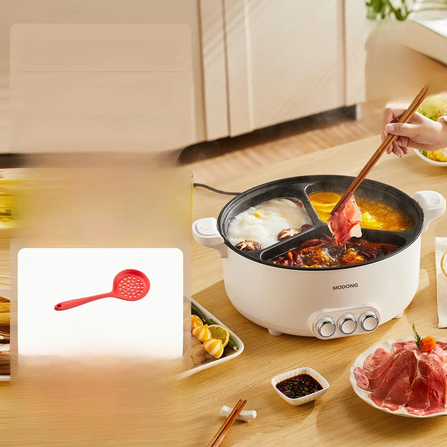 Nồi lẩu điện chia ngăn 6L-8L, 220V, 5-6 người
