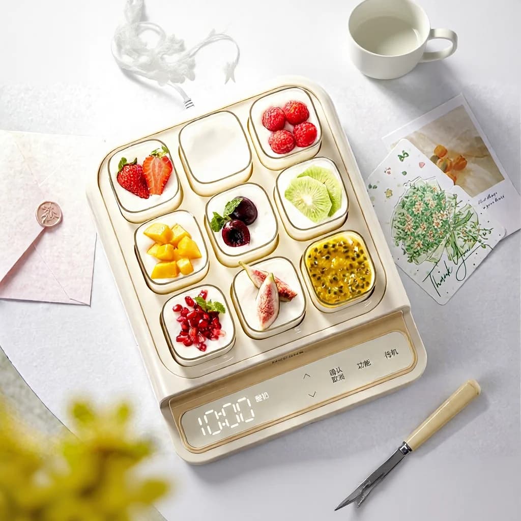 Máy làm sữa chua điện 9 hũ, lòng nồi thủy tinh