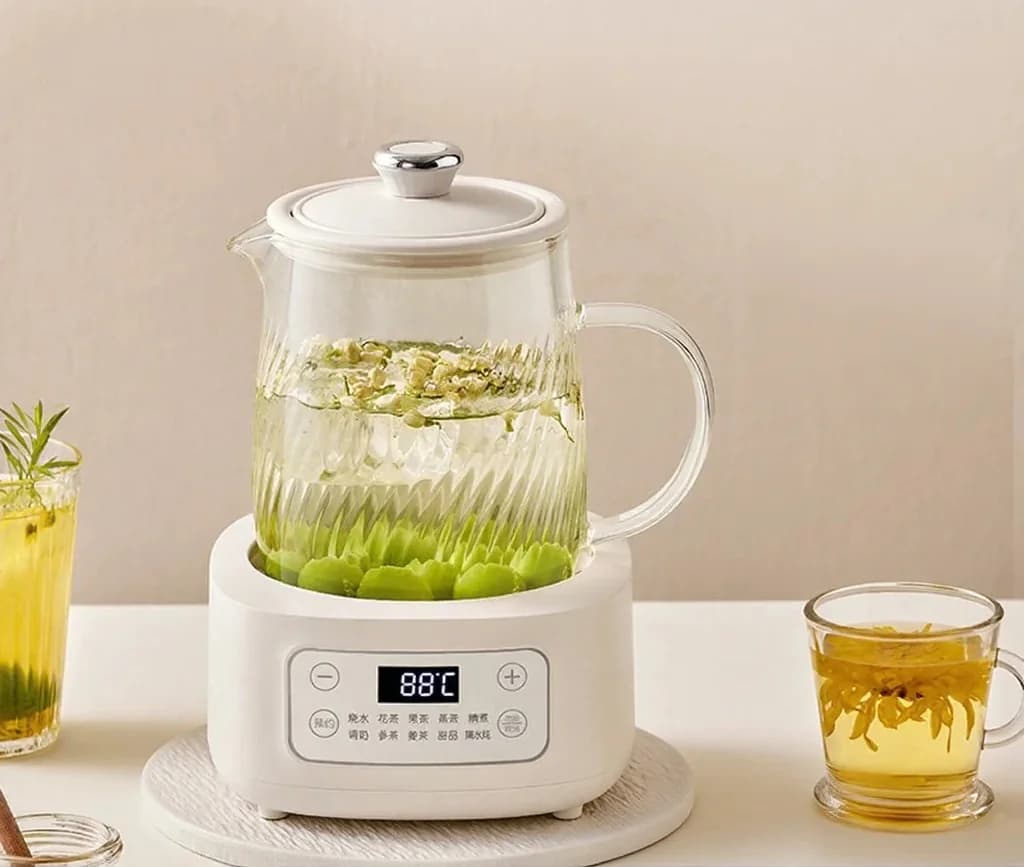 Ấm dưỡng sinh điện bằng thủy tinh 1-1.5L điều khiển cảm ứng cho trà
