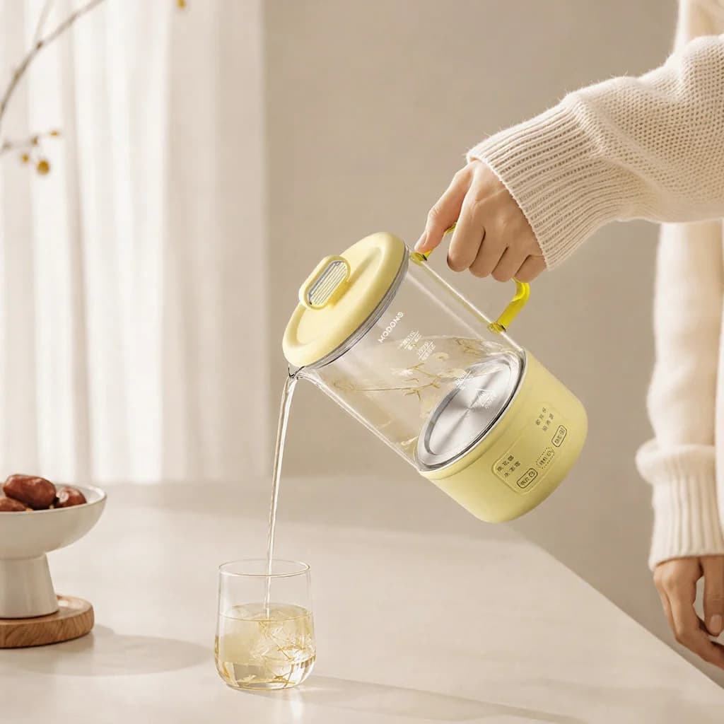 Nồi điện thủy tinh 600ml 500W có giữ ấm và hẹn giờ