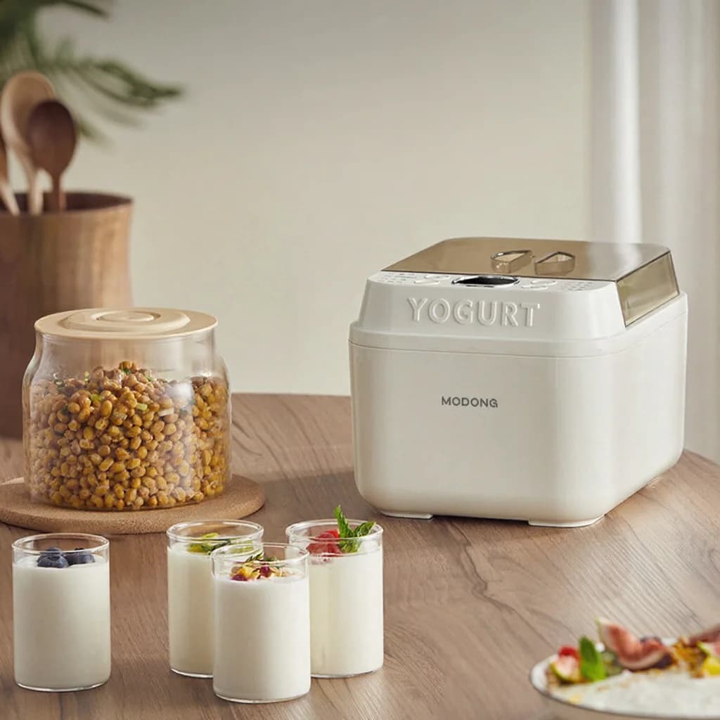 Máy làm sữa chua điện với lòng nồi thủy tinh và hẹn giờ