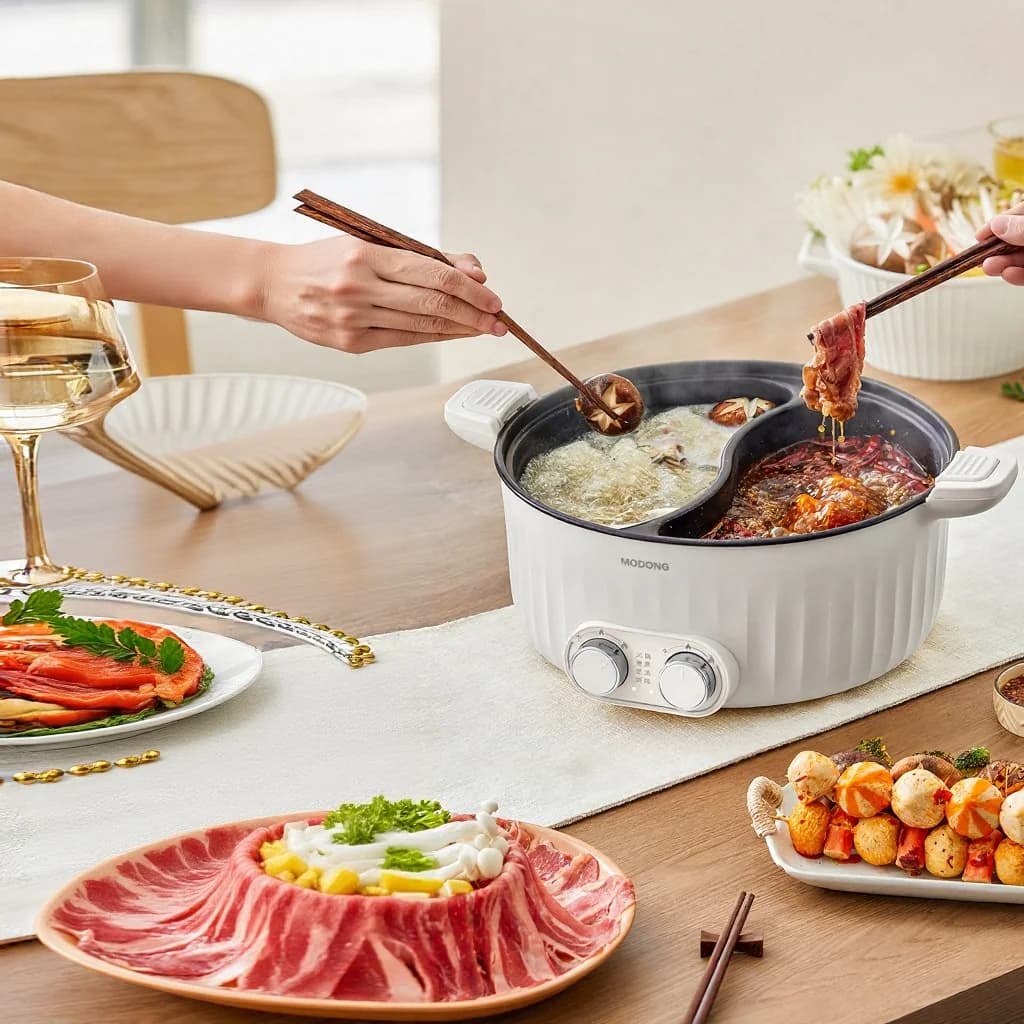 Lẩu điện 7L hai vùng, điều chỉnh nhiệt độ độc lập