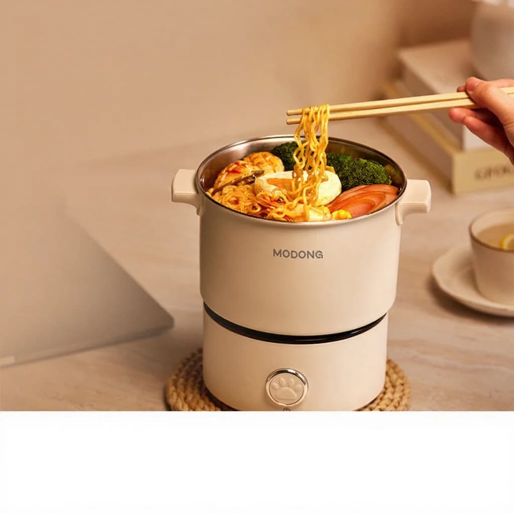 Nồi nấu điện di động kèm chảo và vỉ hấp