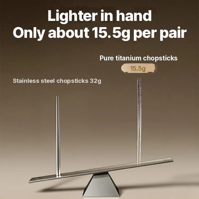 Bộ đũa Titanium nguyên chất, 5 đôi, 23cm, đánh bóng gương