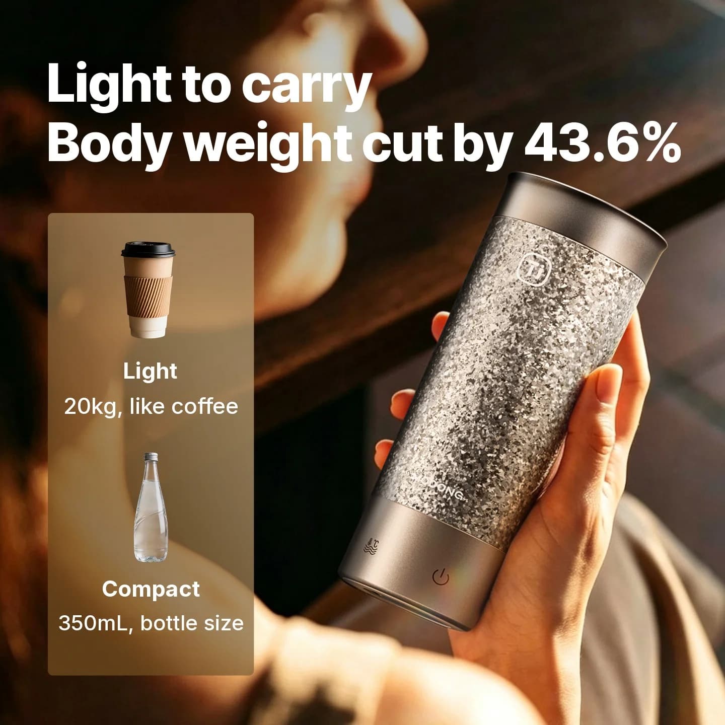 Cốc du lịch điện bằng titanium 350ml điều chỉnh nhiệt độ