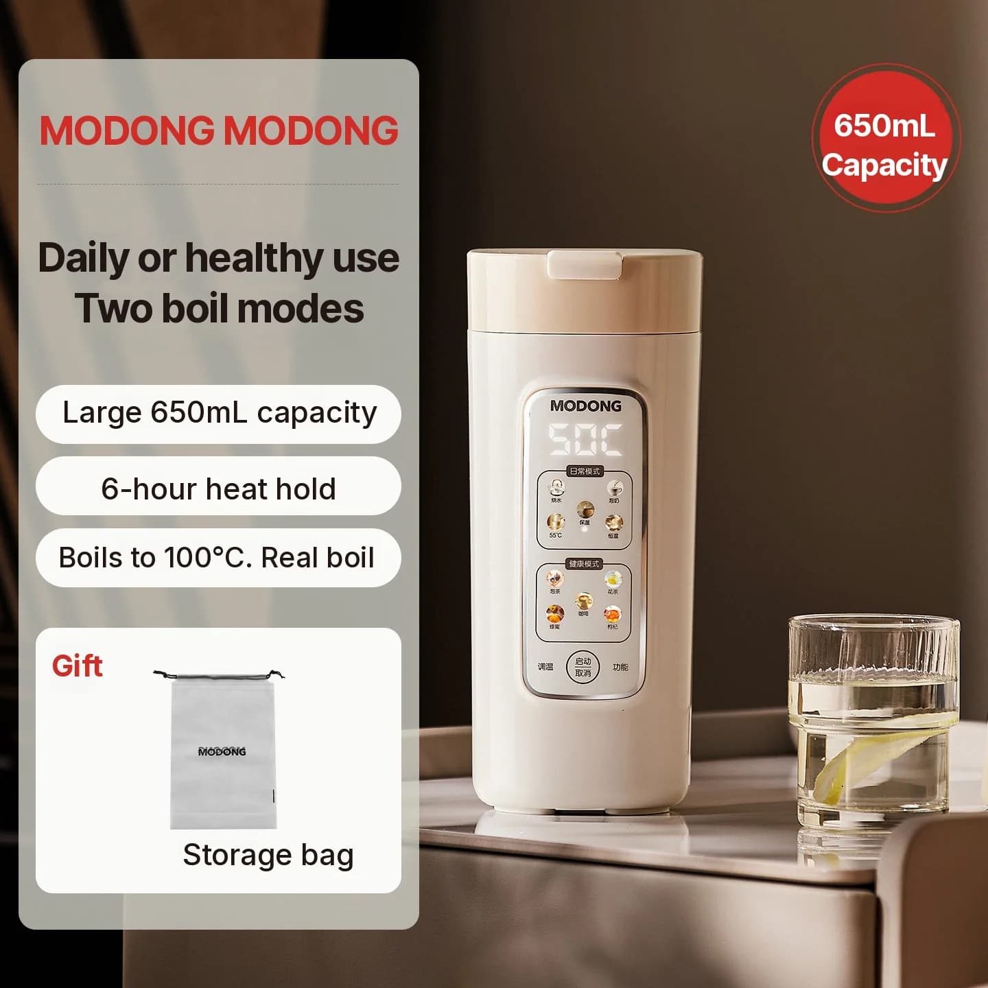Cốc đun điện di động có điều chỉnh nhiệt độ