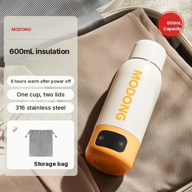 Cốc nước đun nóng điện di động 600ml, ruột 316, giữ nhiệt chân không