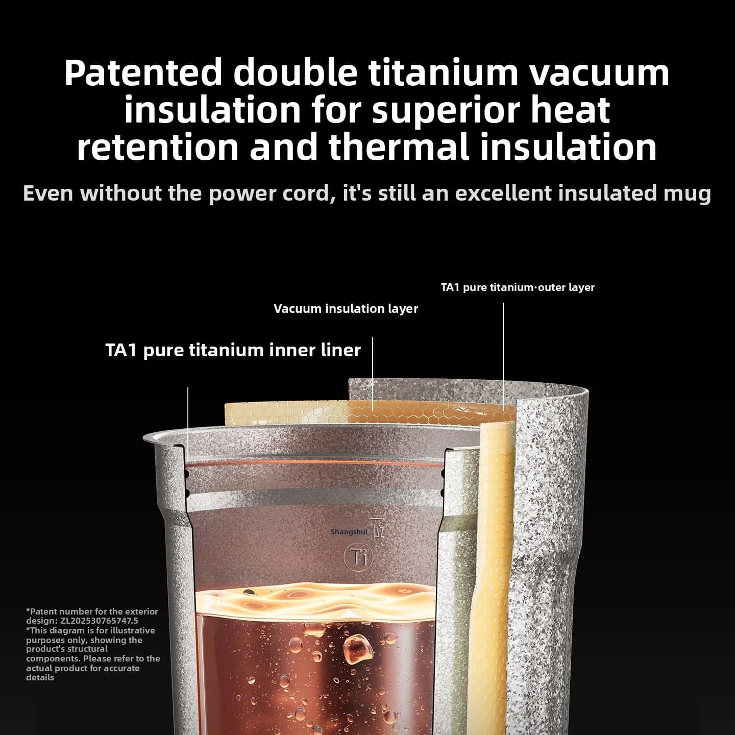 Cốc Đun Nước Điện Titanium Di Động 400ml Hiển Thị Nhiệt Độ