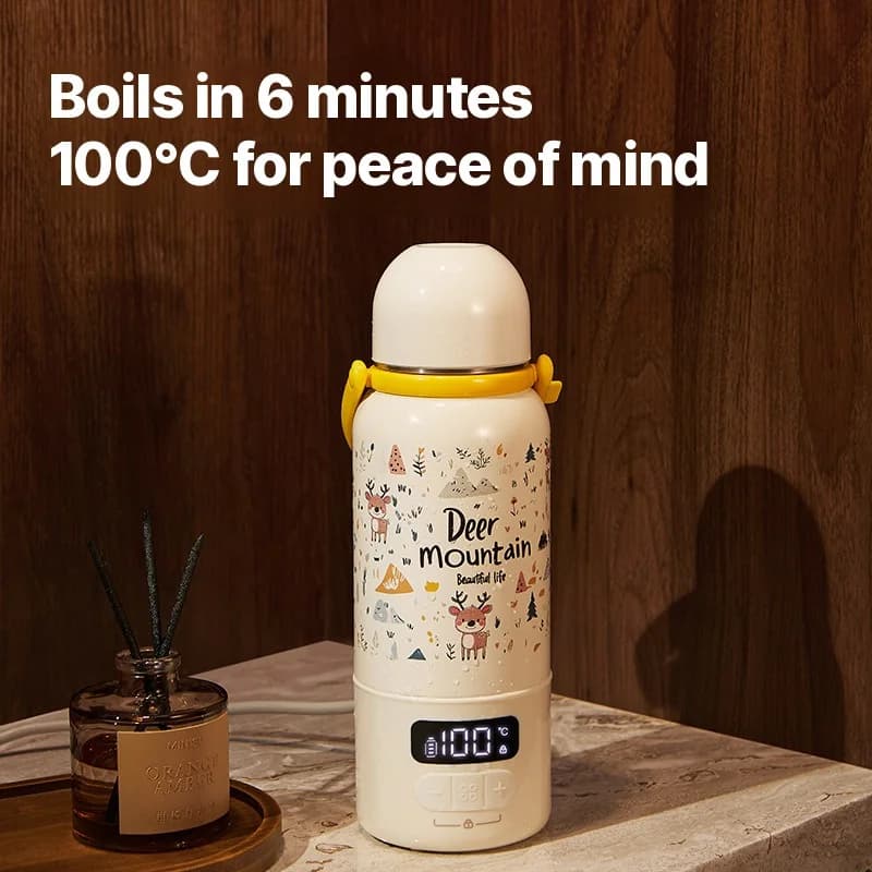 Cốc đun nước điện cầm tay đun sôi 100°C và có bộ điều nhiệt