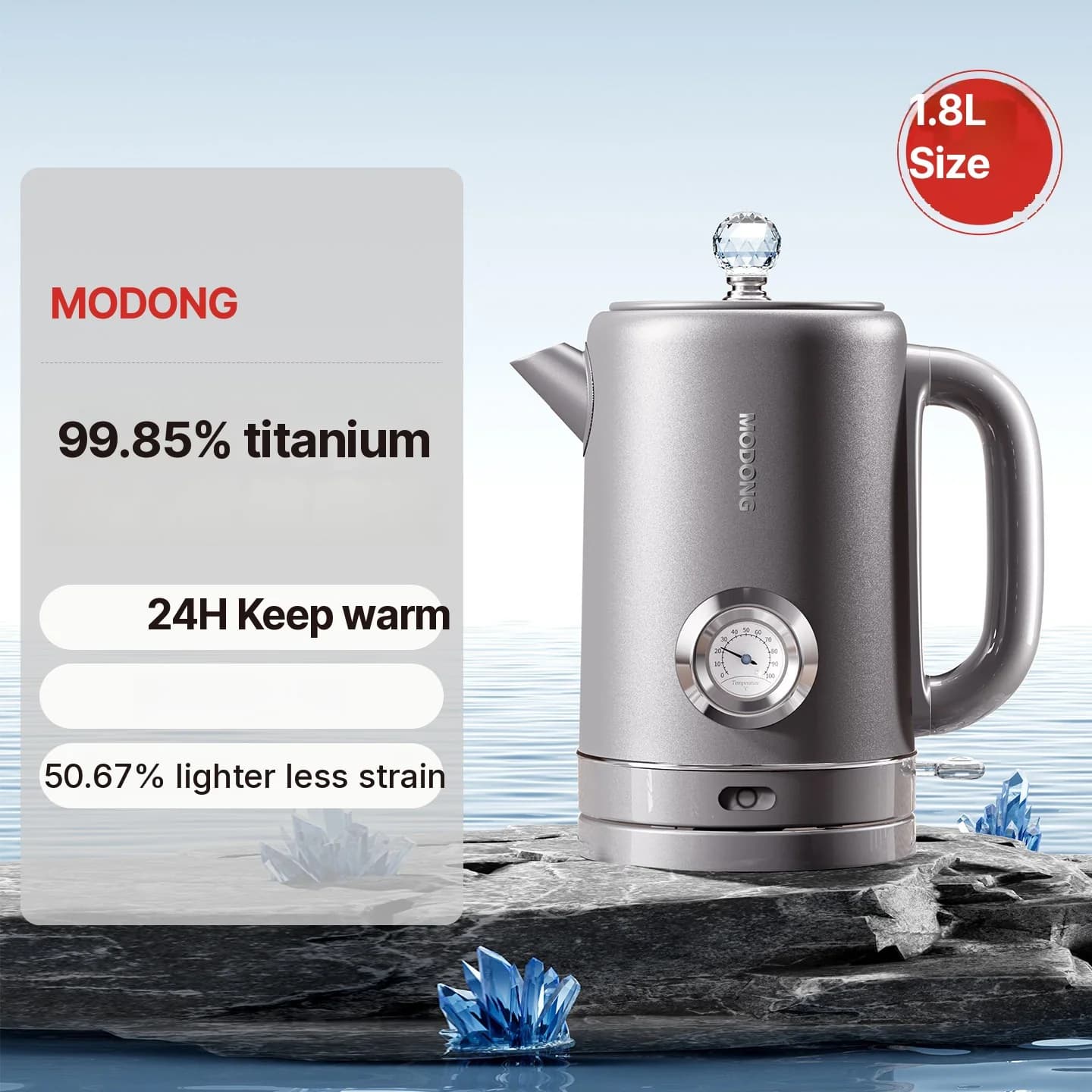 Ấm đun siêu tốc inox 304 1.8L giữ ấm 1500W