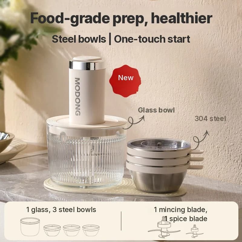 Máy Xay Thịt Điện Cho Sơ Chế Tại Nhà, 2 Tốc Độ, Stainless Steel