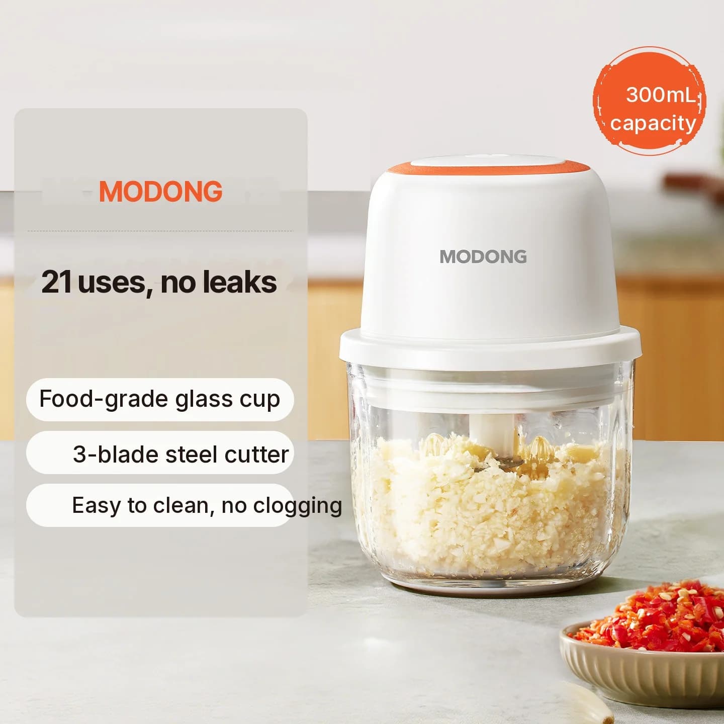 Máy làm thức ăn dặm cho bé bằng điện, cốc thủy tinh 300ml 45W