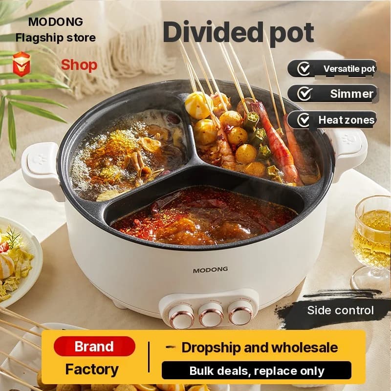 Nồi lẩu điện chia ngăn 6L-8L, 220V, 5-6 người