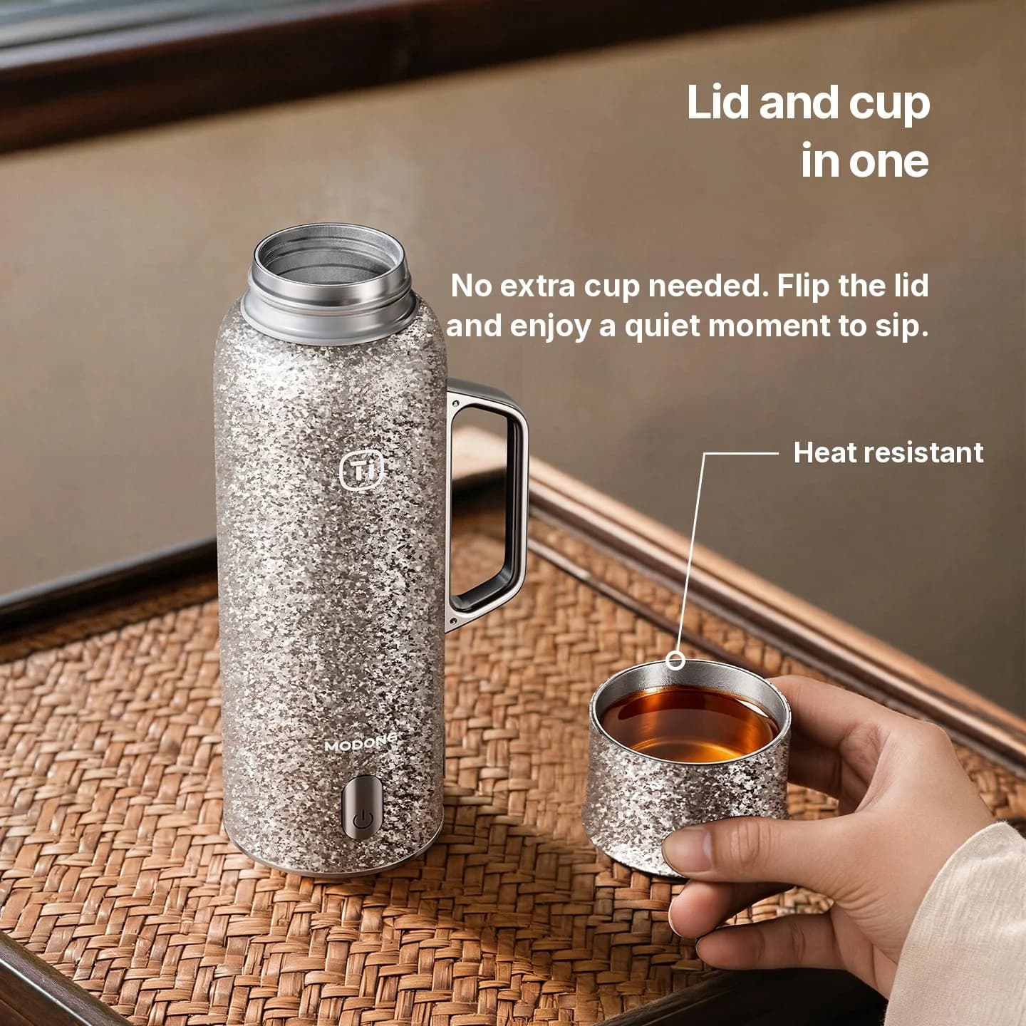 Cốc giữ nhiệt Titanium nguyên chất có hiển thị nhiệt độ, 601-700ml