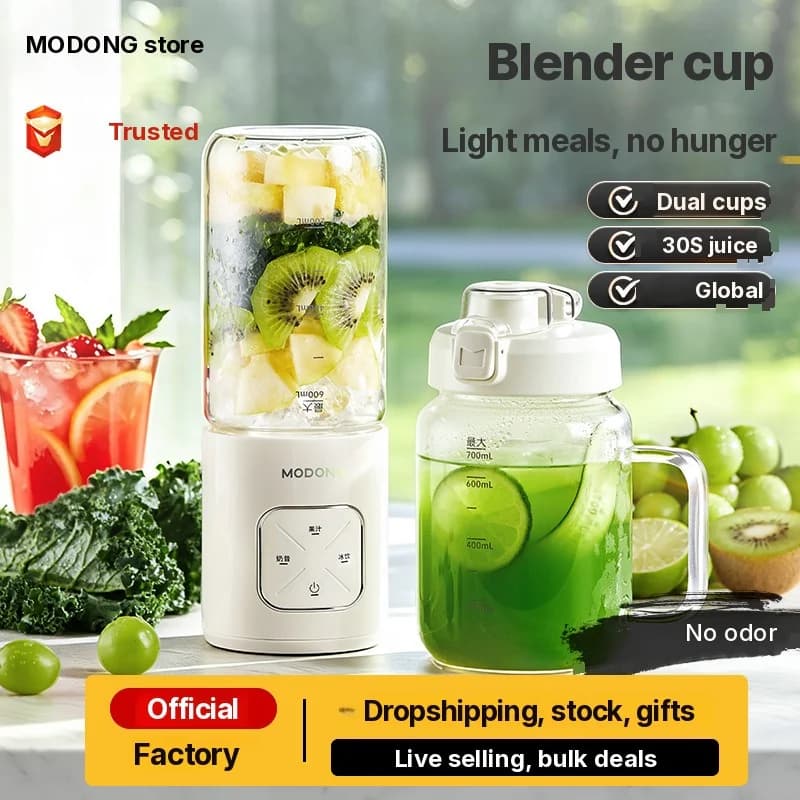 Cốc máy xay không dây di động với 2 cốc và xay đá