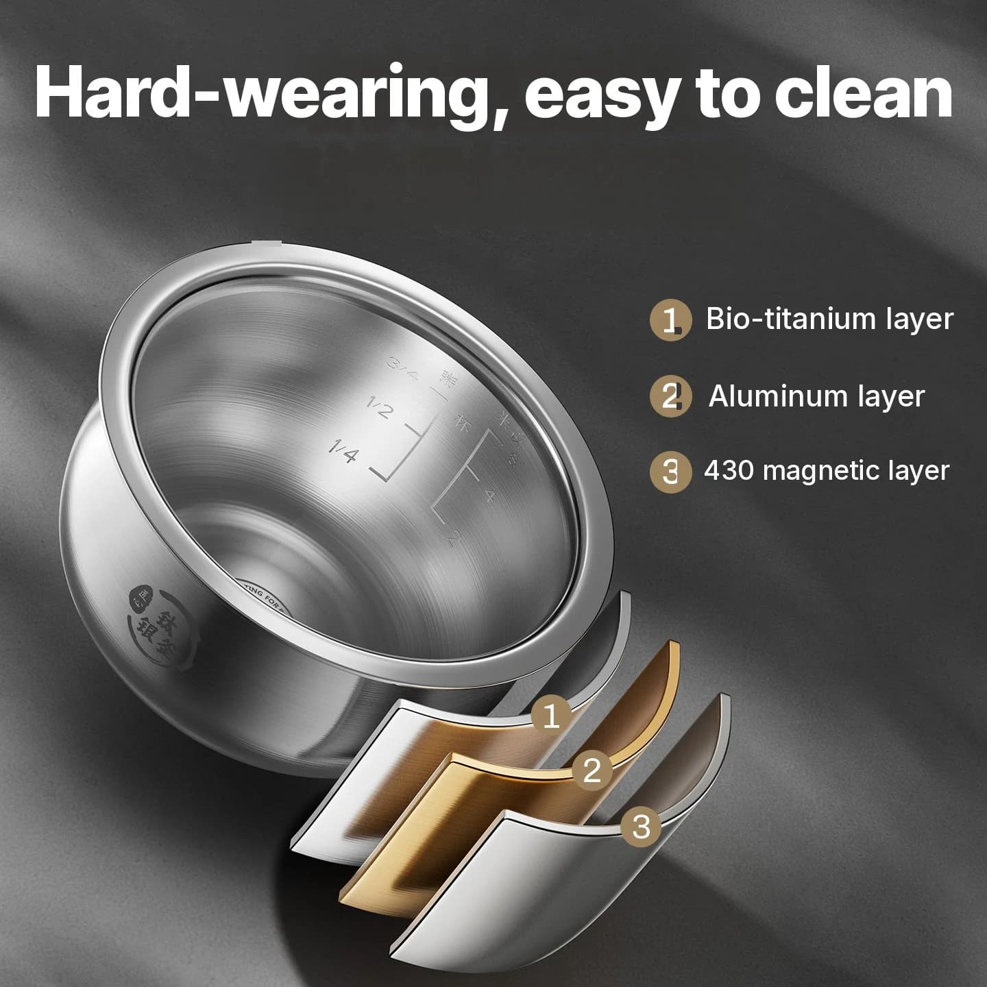 Nồi cơm điện 3L với lòng nồi titanium, giữ ấm