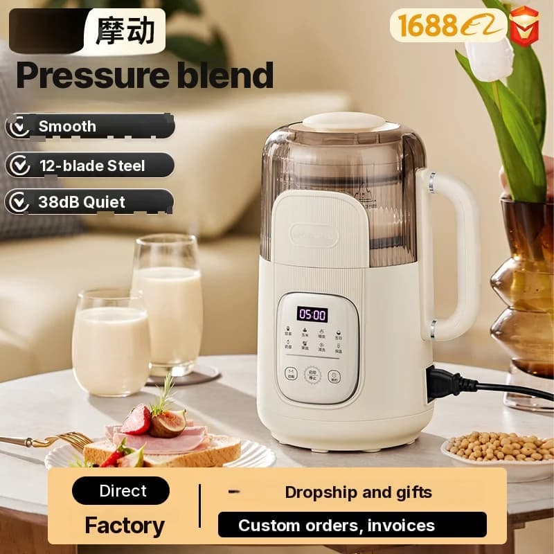 Máy xay gia nhiệt 1.2L điều khiển cảm ứng, thân kính