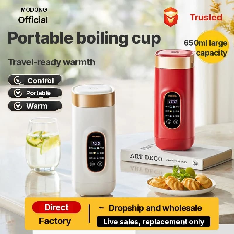 Cốc đun nước điện di động 650ml với lòng trong 304 hoặc 316