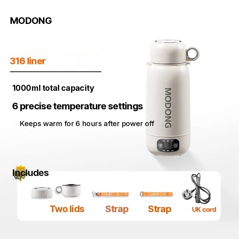 Ấm điện di động dùng khi đi lại, xe hơi và cắm điện 1L