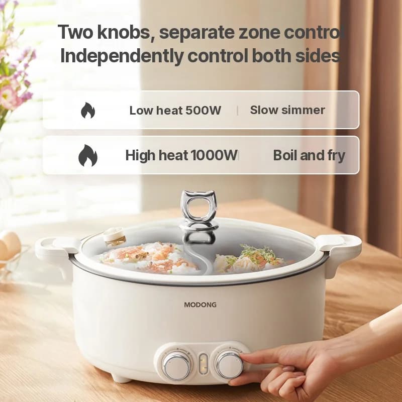 Nồi lẩu điện 8L hai ngăn, chỉnh nhiệt độ