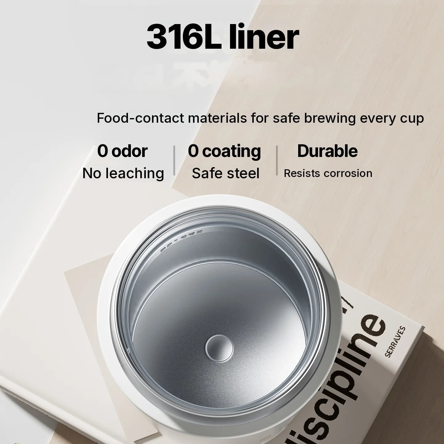 Cốc đun nước điện di động 350ml bằng thép không gỉ 316L