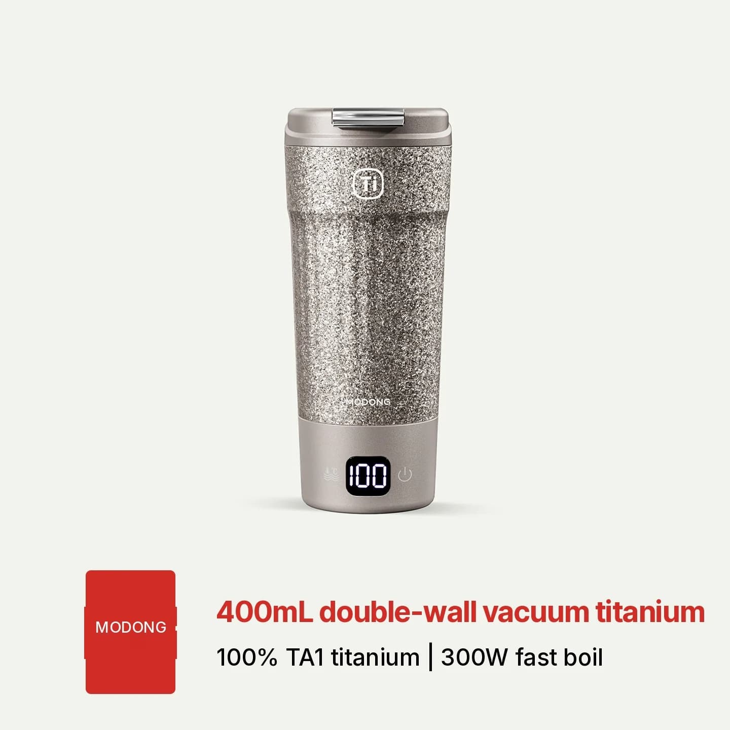 Cốc đun nước điện titanium cầm tay 400ml hiển thị nhiệt độ