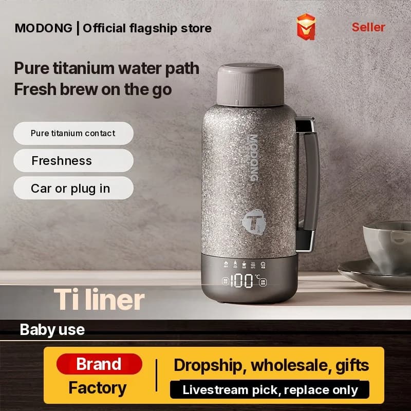 Cốc đun điện titanium cầm tay 1L, ấm du lịch hai chế độ