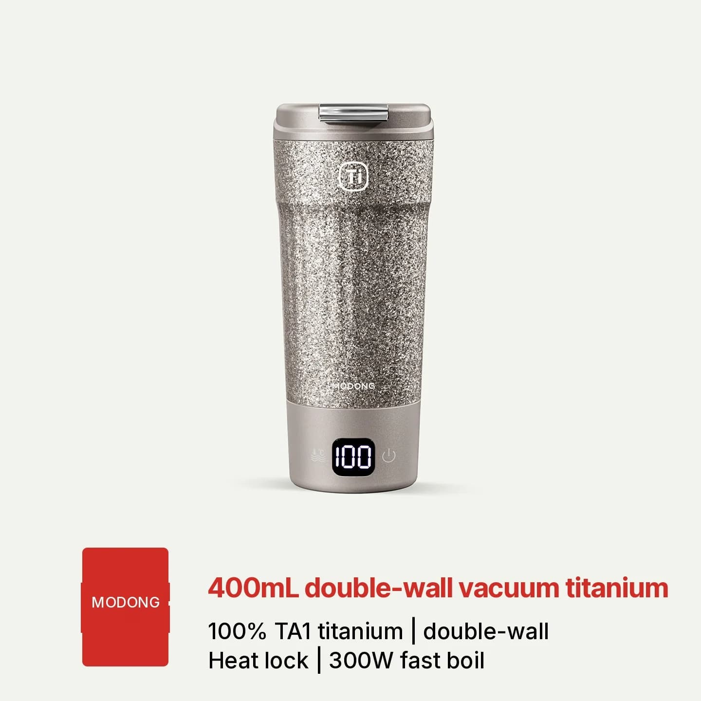 Cốc du lịch điện titanium 400ml có hiển thị nhiệt độ