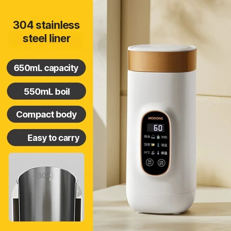 Cốc đun nước điện cầm tay 650ml với lòng 304 hoặc 316